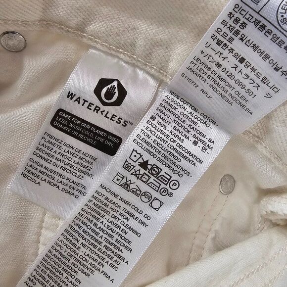 NWT LEVI'S CREAM/WHITE DENIM MAXI SLIT FRONT SKIRT SIZE 30 - Picture 12 of 16